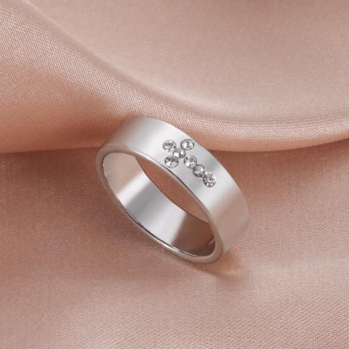Ring Finger ze stali nierdzewnej, Stal nierdzewna 304, Powlekane, biżuteria moda & dla obu płci & różnej wielkości do wyboru & z kamieniem, oryginalny kolor, bez zawartości niklu, ołowiu i kadmu, width:6mm,thickness:1.3mm, sprzedane przez PC