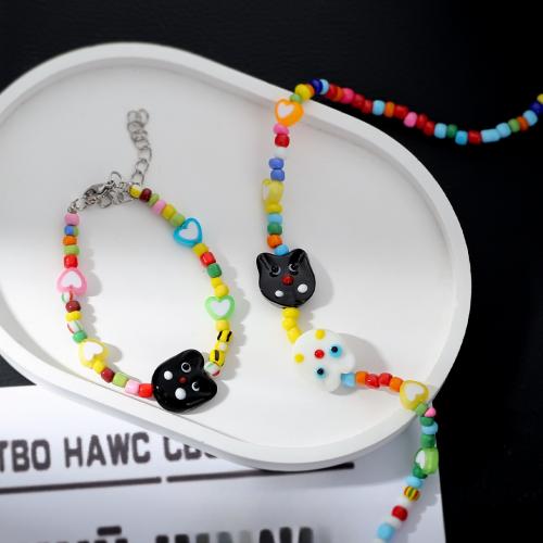 Zink Alloy Jewelry Sets, armband & halsband, med Seedbead & Harts, plated, mode smycken & för kvinna, nickel, bly och kadmium gratis, Säljs av PC