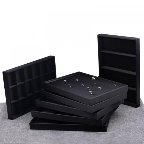 Satin Multi Purpose Jewelry Display with PU Leather Rectangle black Sold By PC