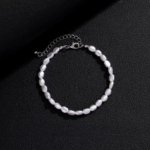 Kunststoff -Armband, Kunststoff Perlen, mit Zinklegierung, mit Verlängerungskettchen von 5cm, Modeschmuck & für Frau, weiß, Länge:18 cm, verkauft von PC