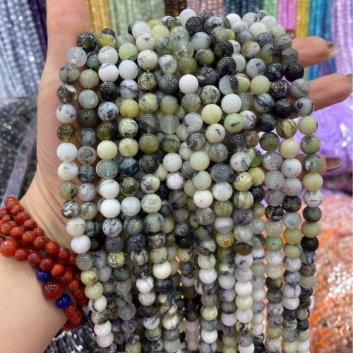 Sea opal pärlor, Grön opal, Rund, DIY, blandade färger, 6mm, Såld Per Ca 38 cm Strand