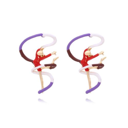 Zinc Alloy Stud Earring Girl gold color plated fashion jewelry & for woman & enamel mixed colors nickel lead & cadmium free Sold By Pair