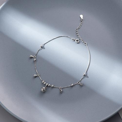 Fashion Sterling Silver Anklet, 925 Sterling Silver, fashion jewelry & for woman, nickel, lead & cadmium free, Length:Approx 10.11 Inch, Sold By PC