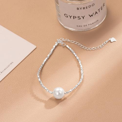 925 Sterling Silver Bangle Bracelet with Shell Pearl fashion jewelry & for woman nickel lead & cadmium free Length Approx 16-22 cm Sold By PC