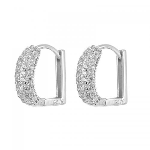 Cubic Zirconia Micro Pave Sterling Silver Earring, 925 Sterling Silver, fashion jewelry & micro pave cubic zirconia & for woman, nickel, lead & cadmium free, Sold By Pair
