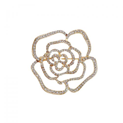 Zinc Alloy Brooches plated & for woman & with rhinestone nickel lead & cadmium free 50mm Sold By PC