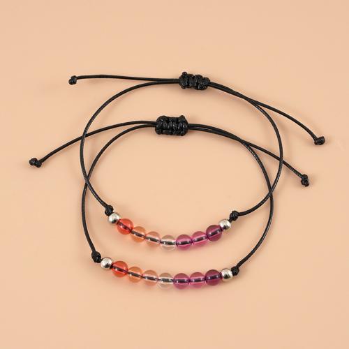 Quelques Bracelet à et Bangle, Acrylique, avec corde de cire, 2 pièces & Longueur réglable & bijoux de mode & pour femme, violet, Longueur:Environ 16-30 cm, Vendu par fixé