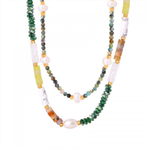Titanstahl Halskette, Naturstein, mit Titanstahl, handgemacht, Modeschmuck & für Frau, Länge ca. 15.75 ZollInch, verkauft von PC