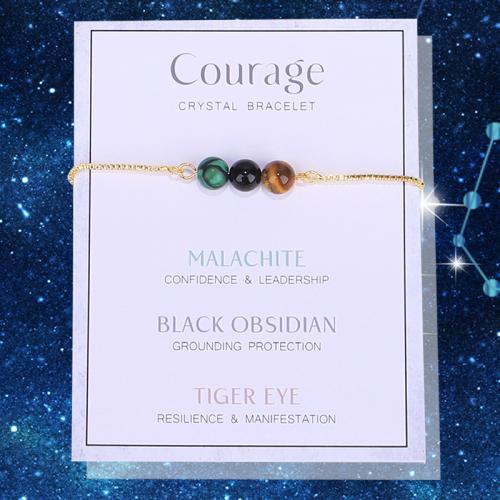 Stainless Steel Jewelry Bracelet 304 Stainless Steel with Gemstone handmade Adjustable & fashion jewelry & for woman golden Length Approx 8.66 Inch Sold By PC