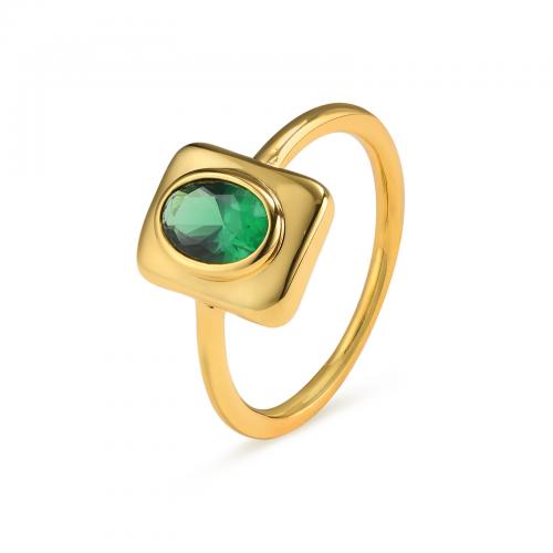 Zirkonia Edelstahl-Finger- Ring, Messing, goldfarben plattiert, verschiedene Größen vorhanden & Micro pave Zirkonia & für Frau, goldfarben, frei von Nickel, Blei & Kadmium, verkauft von PC