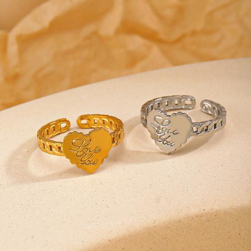 Rozsdamentes acél Finger Ring, 304 rozsdamentes acél, Szív, divat ékszerek & a nő, több színt a választás, inner diameter 17mm, Által értékesített PC