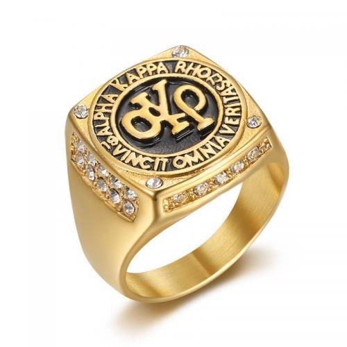 Rhinestone нержавеющей стали палец кольцо, Нержавеющая сталь 304, ювелирные изделия моды & разный размер для выбора & Мужский & со стразами, Много цветов для выбора, продается PC