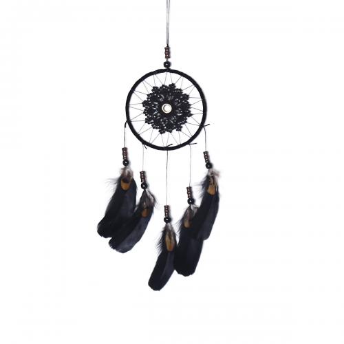 Fashion Dream Catcher, Feather, with Rattan & Nylon & Iron, for home and office, black, 300mm, Sold By PC