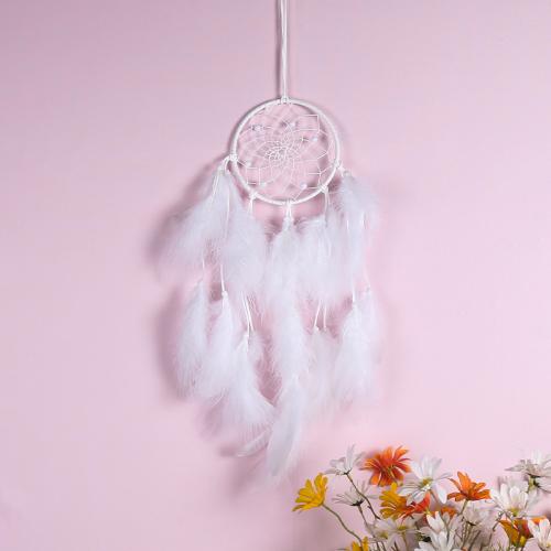 Fashion Dream Catcher, Feather, with Rattan & Nylon & Iron, for home and office, white, 480mm, Sold By PC