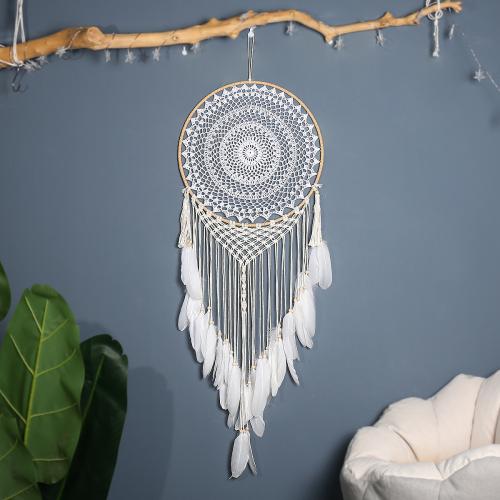 Fashion Dream Catcher Feather with Rattan & Nylon & Iron for home and office white 1100mm Sold By PC