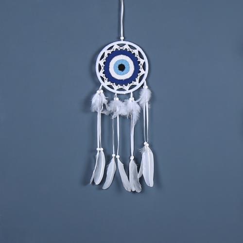 Fashion Dream Catcher Feather with Rattan & Nylon & Iron handmade for home and office & evil eye pattern mixed colors 460mm Sold By PC