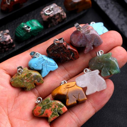 Gemstone Pendants Jewelry with Iron Rabbit DIY mixed colors Sold By Bag