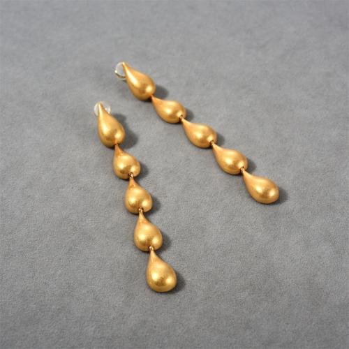 Messing Tropfen Ohrringe, plattiert, Modeschmuck, goldfarben, frei von Nickel, Blei & Kadmium, 76x9.70mm, verkauft von Paar