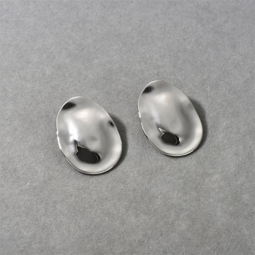 Brass Stud Earring Oval plated fashion jewelry nickel lead & cadmium free 36mm Sold By Pair