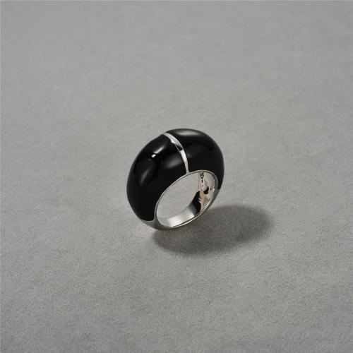 Messing Fingerring, rund, plattiert, Modeschmuck, schwarz, frei von Nickel, Blei & Kadmium, Größe:6-8, verkauft von PC