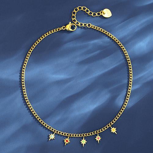 Mode Smycken Anklet, Titan Stål, med 4cm extender kedja, för kvinna, guld, nickel, bly och kadmium gratis, Längd Ca 22 cm, Säljs av PC