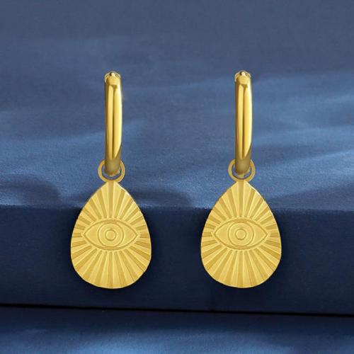 Titanium Steel  Earring, Vacuum Ion Plating, fashion jewelry & for woman, golden, nickel, lead & cadmium free, 28.10x10.20mm, Sold By Pair