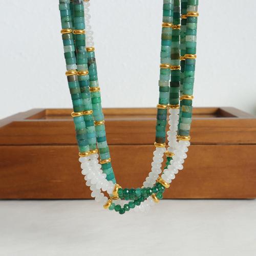 Titanstahl Halskette, mit Naturstein & Jadeit, mit Verlängerungskettchen von 5cm, Modeschmuck & für Frau, grün, frei von Nickel, Blei & Kadmium, Länge:ca. 42 cm, verkauft von PC
