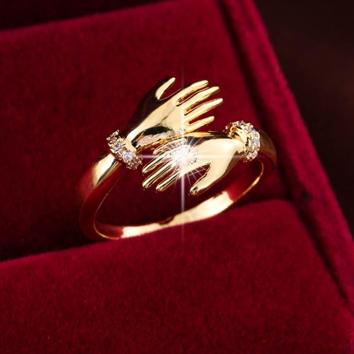 Brass δάχτυλο του δακτυλίου, Ορείχαλκος, Χέρι, επιχρυσωμένο, κοσμήματα μόδας & για τη γυναίκα, περισσότερα χρώματα για την επιλογή, νικέλιο, μόλυβδο και κάδμιο ελεύθεροι, Sold Με Ζεύγος