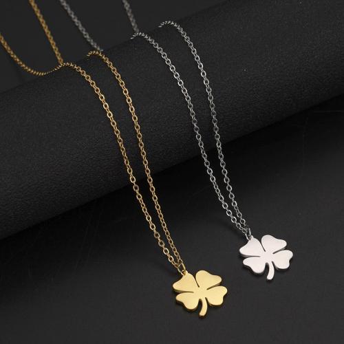 Fashion Stainless Steel Jewelry Sets, bracelet & necklace, 304 Stainless Steel, Four Leaf Clover, plated, 2 pieces & fashion jewelry & for woman, more colors for choice, nickel, lead & cadmium free, Sold By Set