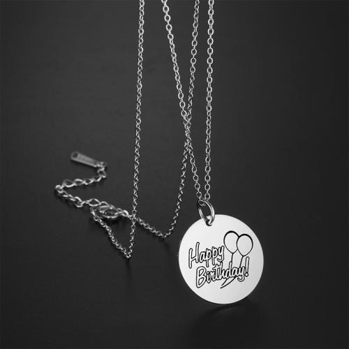 Stainless Steel Jewelry Necklace 304 Stainless Steel with 5cm extender chain Round plated fashion jewelry & Unisex nickel lead & cadmium free Length Approx 45 cm Sold By PC