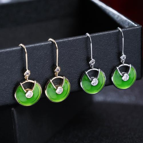 Brass Drop Earring with enamel Round plated fashion jewelry & for woman nickel lead & cadmium free Sold By Pair
