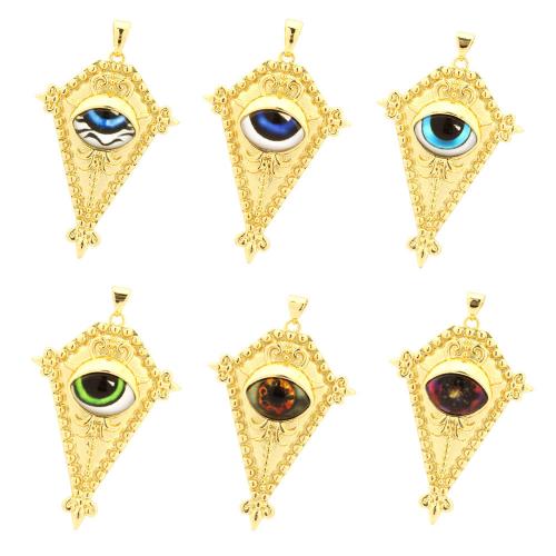 Evil Eye Pendants, Brass, with Resin, plated, DIY & different styles for choice, golden, Sold By PC