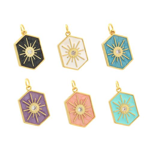 Cubic Zirconia Micro Pave Brass Pendant, plated, DIY & micro pave cubic zirconia & enamel, more colors for choice, Sold By PC