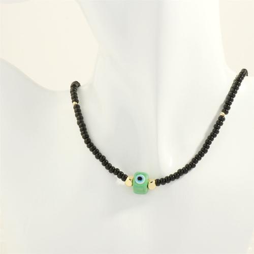 Messing Halskette, mit Glasperlen & Glas, mit Verlängerungskettchen von 5CM, handgemacht, für Frau, keine, Länge:ca. 40 cm, verkauft von PC