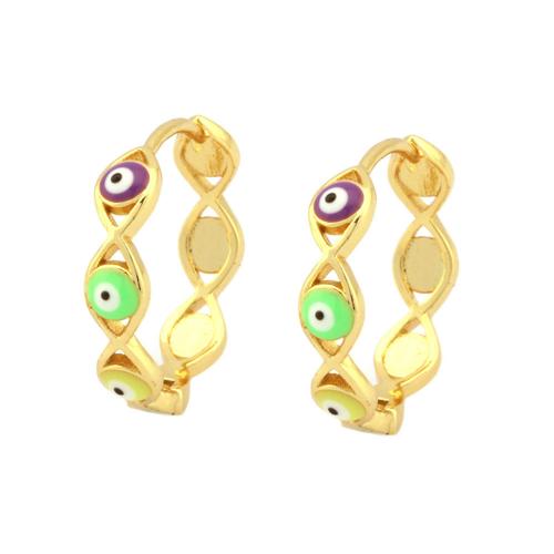 Evil Eye Earrings, Brass, plated, for woman & enamel, more colors for choice, 13x4mm, Sold By Pair