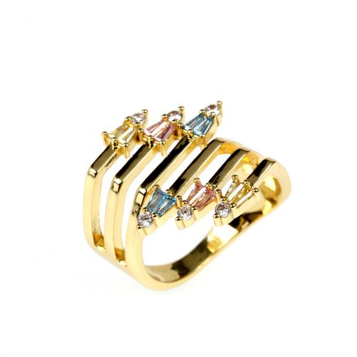Krychlový Circonia Micro vydláždit mosazný prsten, Mosaz, různé styly pro výběr & micro vydláždit kubické zirkony & pro ženy, zlatý, Prodáno By PC