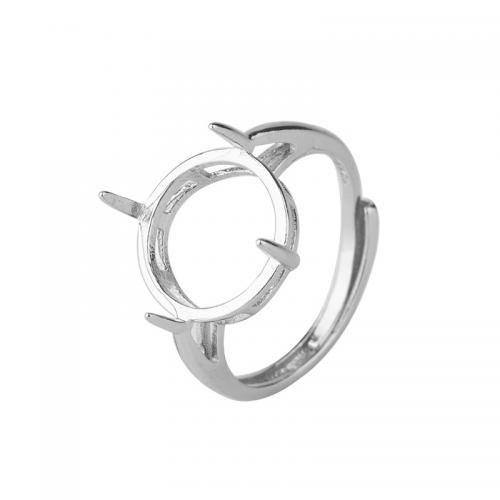925 Sterling Silver Bezel Ring Base platinum plated DIY Sold By PC