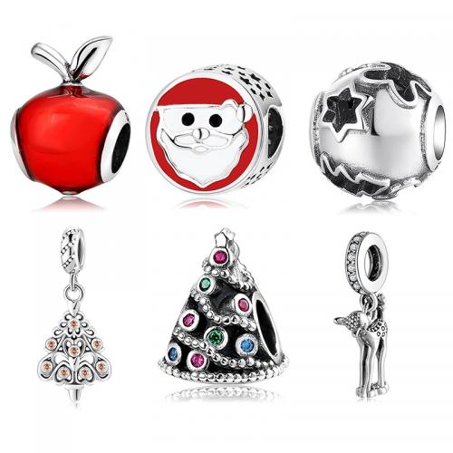 925 Sterling Silver Beads, DIY & different styles for choice & epoxy gel & with rhinestone, beads length 10-20mm, Sold By PC