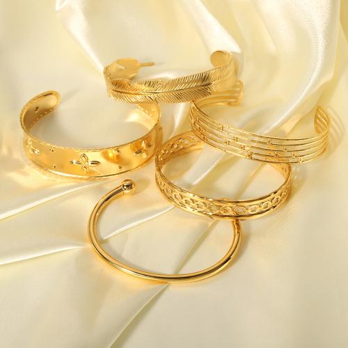 Bracelete de aço inoxidável, Aço inoxidável 304, 18K banhado a ouro, joias de moda & Vario tipos a sua escolha & para mulher, dourado, vendido por PC