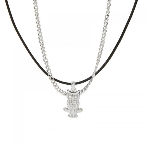 Edelstahl Schmuck Halskette, 304 Edelstahl, mit Verlängerungskettchen von 5cm, Doppelschicht & Modeschmuck & verschiedene Stile für Wahl & für den Menschen, Länge:ca. 45 cm, verkauft von PC