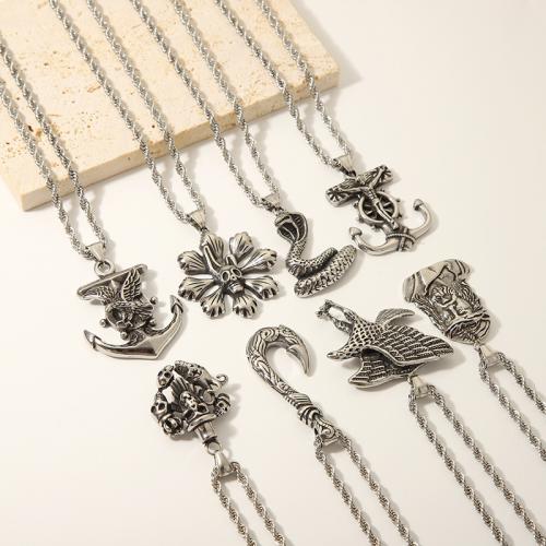 Stainless Steel Jewelry Necklace, 304 Stainless Steel, with 5cm extender chain, fashion jewelry & different styles for choice & for man, original color, Length:Approx 55 cm, Sold By PC