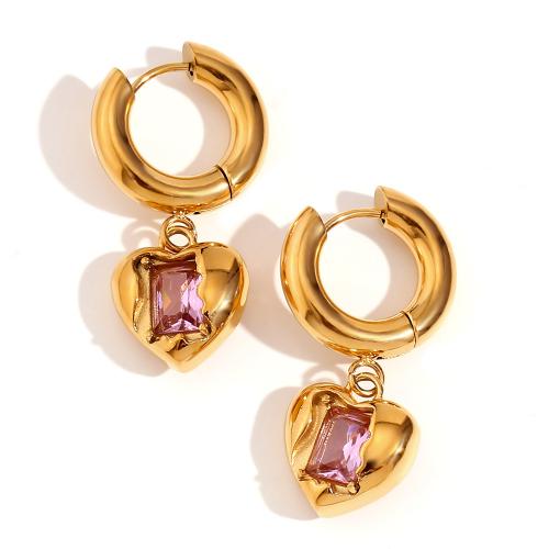 Huggie Hoop Drop Ohrringe, 316 L Edelstahl, 18K vergoldet, Modeschmuck & Micro pave Zirkonia & für Frau, keine, verkauft von Paar