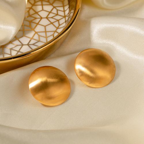 Boucle d'oreille de gaujon en acier inoxydable, Acier inoxydable 304, Rond, bijoux de mode & pour femme, doré, 25.90mm, Vendu par paire