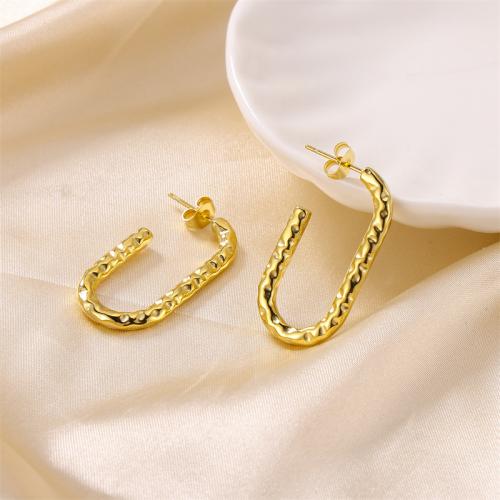 Boucle d'oreille Acier Titane, bijoux de mode & pour femme, doré, 33x18mm, Vendu par paire