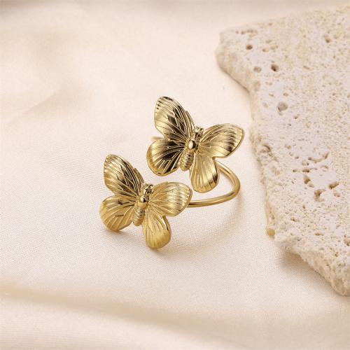 Stainless Steel Finger Ring 304 Stainless Steel Butterfly fashion jewelry & for woman golden Sold By PC