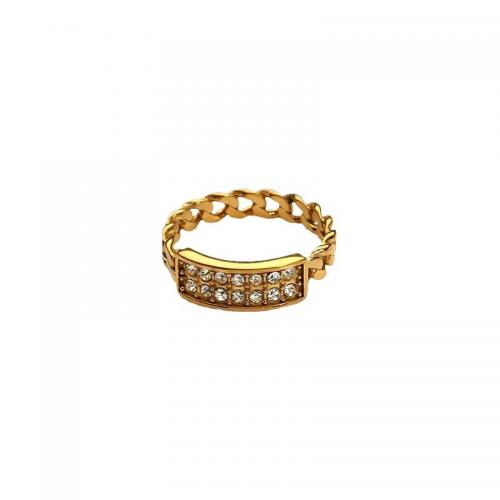 Zirkonia Edelstahl-Finger- Ring, 304 Edelstahl, 18K vergoldet, Modeschmuck & verschiedene Größen vorhanden & Micro pave Zirkonia & für Frau, originale Farbe, verkauft von PC
