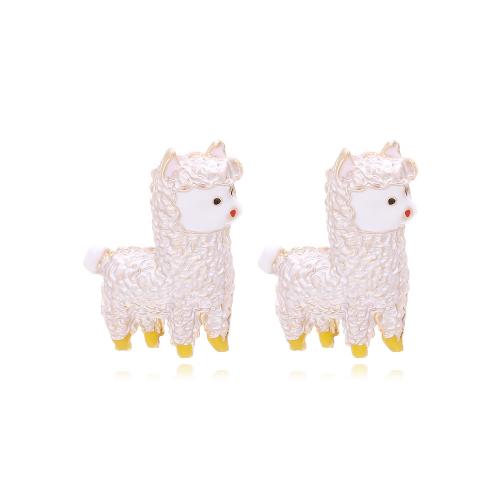 Tibetan Style Stud Earring, gold color plated, fashion jewelry & for woman & enamel, white, nickel, lead & cadmium free, 25x31mm, Sold By Pair