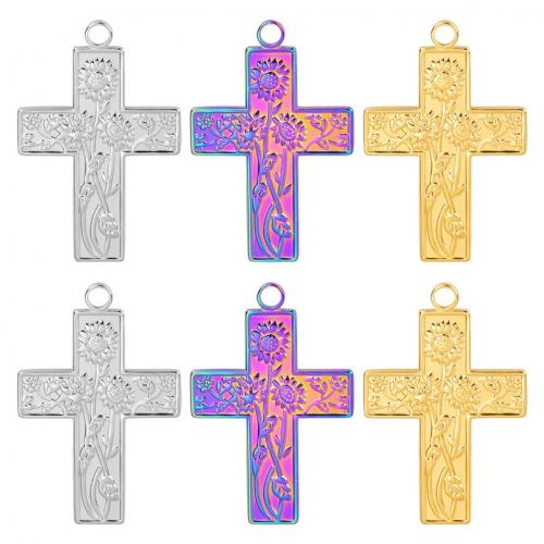 Stainless Steel Cross Pendants, 304 Stainless Steel, Vacuum Ion Plating, fashion jewelry & DIY, more colors for choice, 23x35mm, Sold By PC