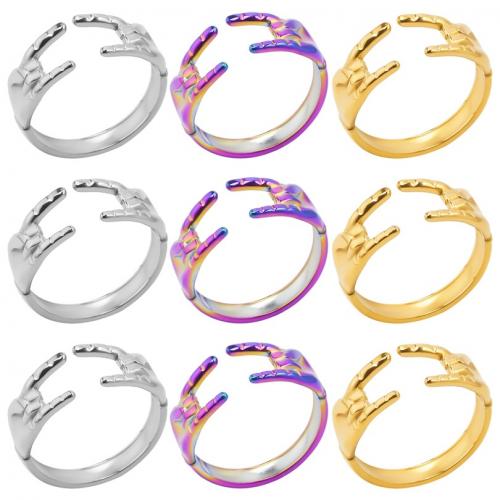 Stainless Steel Finger Ring, 304 Stainless Steel, Hand, Vacuum Ion Plating, fashion jewelry & Unisex, more colors for choice, US Ring Size:8, Sold By PC