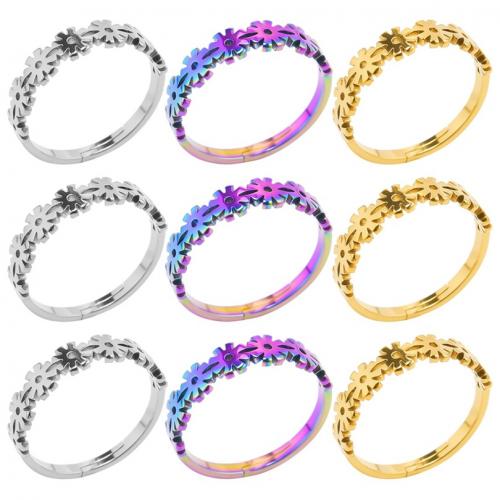 Stainless Steel Finger Ring, 304 Stainless Steel, Flower, Vacuum Ion Plating, fashion jewelry & Unisex, more colors for choice, US Ring Size:8, Sold By PC